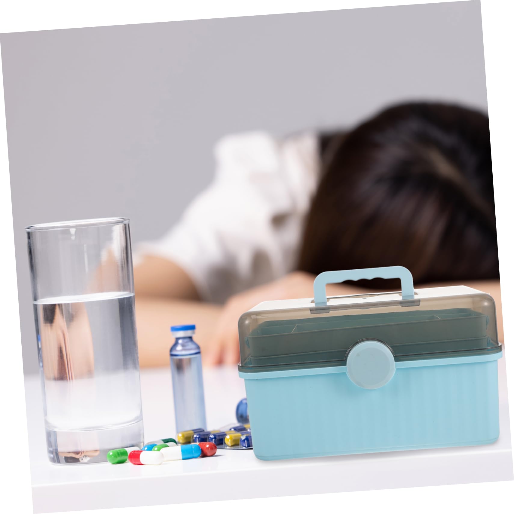 Scatola Multistrato per Medicinali Blu in Plastica Capiente