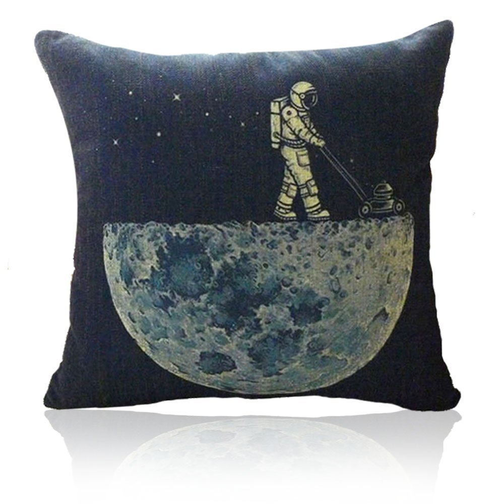 18x18 Inch Cotton Linen Decorative Throw Pillow Cover Cushion Case, Spaceman astronaut, space walk-image-28