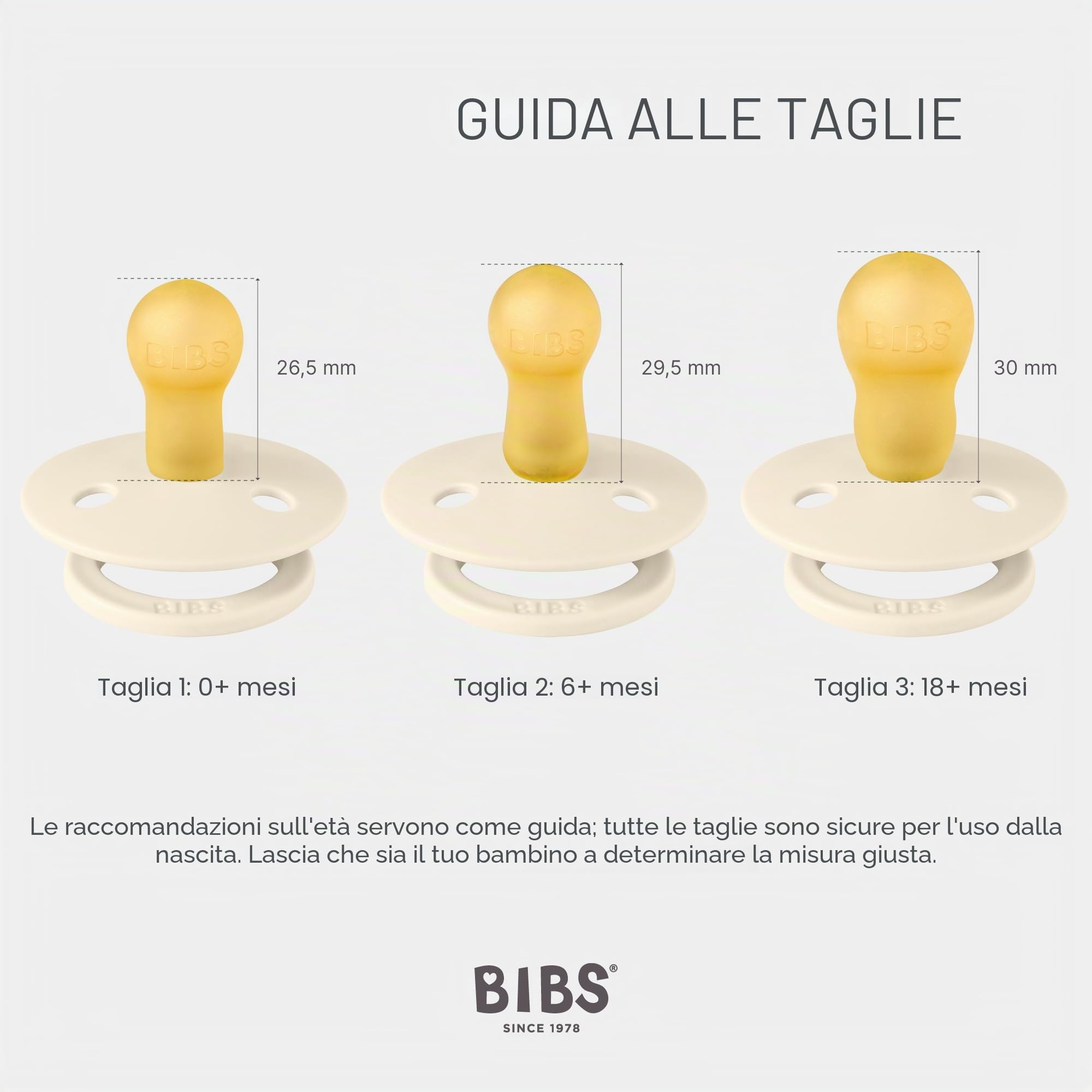 BIBS Colour Ciuccio 2 Pezzi Privo di BPA Tettarella Tonda Lattice Gomma Naturale Misura 1 (0-6 mesi) Ivory/Sage