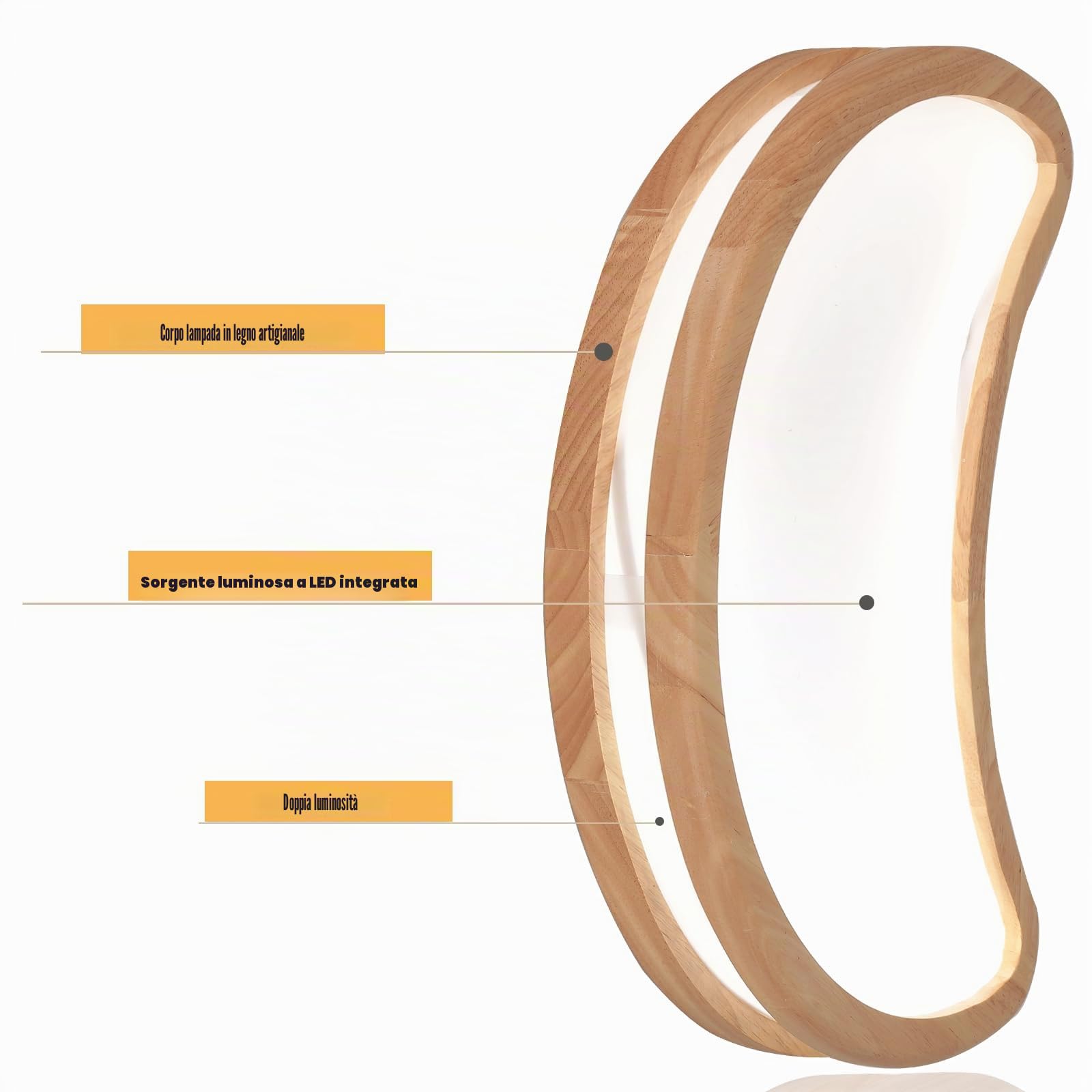 Plafoniera LED Soffitto Legno 20W Plafoniera Luna Lampada da Soffitto Moderni,Bianca Fredda 6500K Plafoniera Bagno per Camera da Letto Bambini Corridoio Soggiorno Balcone, Ø40CM