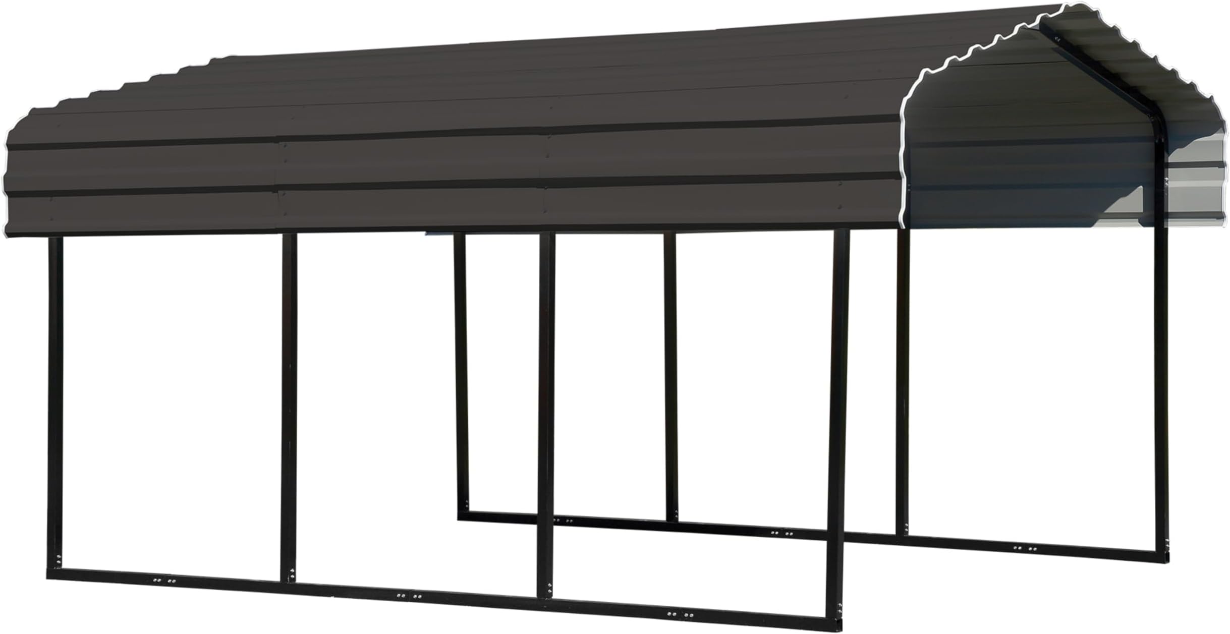 Arrow Carports Galvanized Steel Carport, Compact Car Metal Carport Kit, 10' x 15' x 7', Charcoal