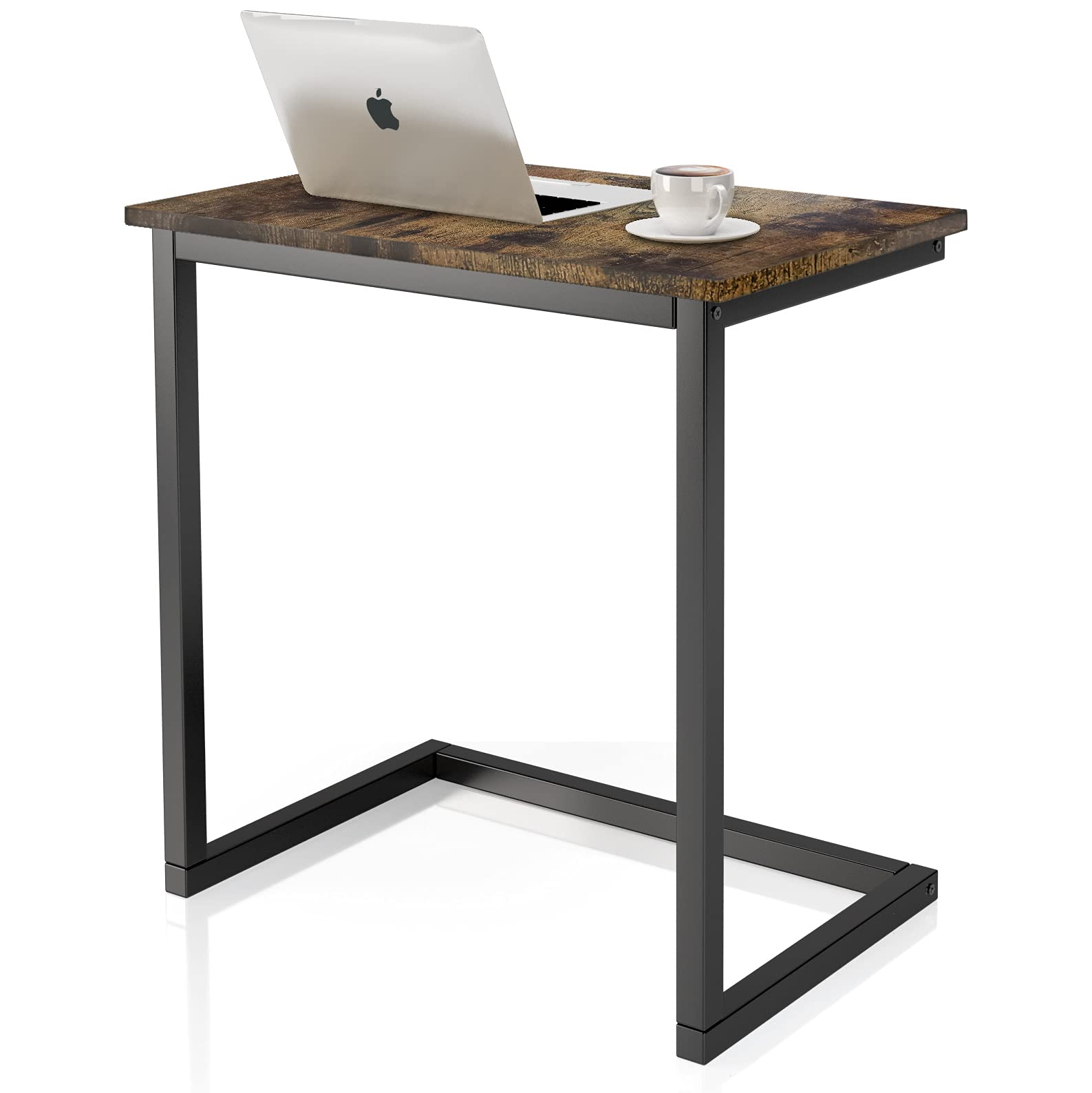 sofa c side end table wood accent couch table coffee tray snack side table notebook laptop holder over bed stand reading desk rustic brown color 22x14x27 space saving for living room bedroom