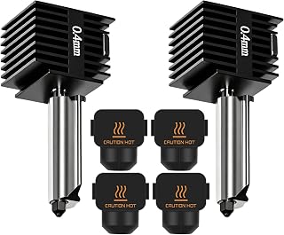 Bambu Lab A1 A1 미니 핫엔드 키트 0.4mm 2팩 - 마그네틱 퀵 스왑 및 전체 금속 열 브레이크가 있는 강화 스틸 노즐, 300°C 고온, 실리콘 양말 4개 및 A1/A1 미니 노즐 와이퍼 포함