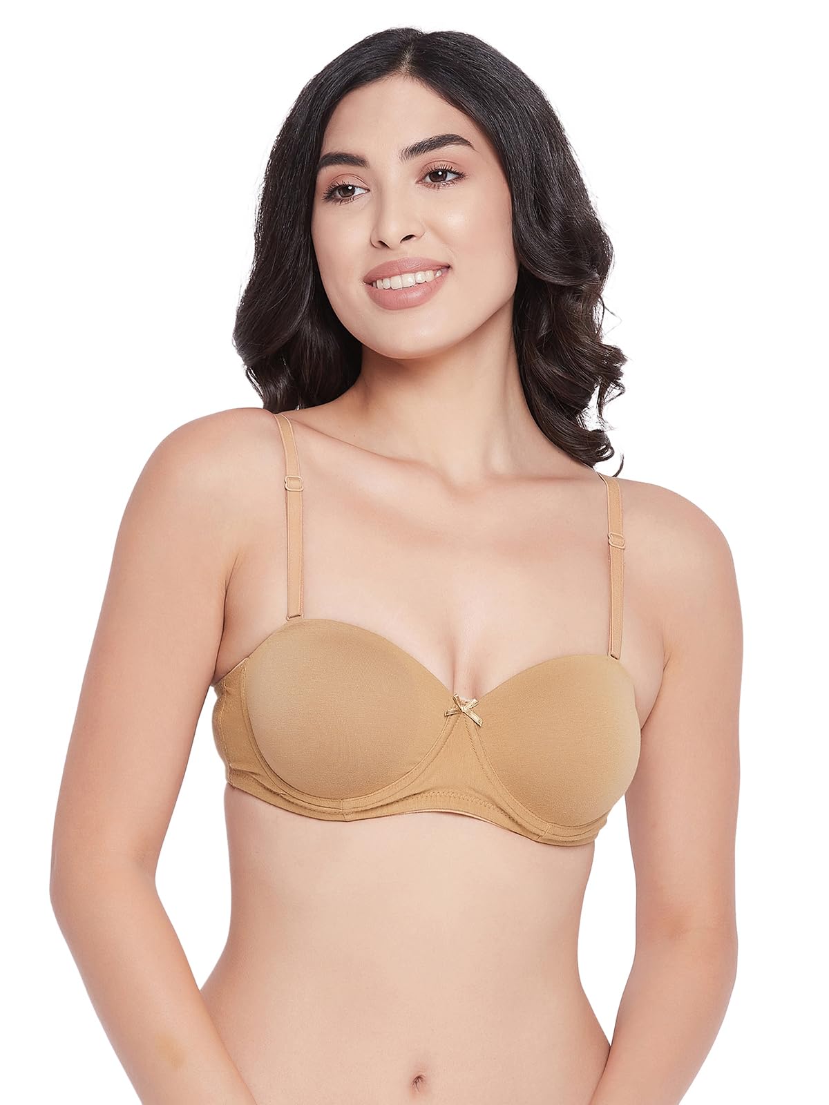Women Cotton Spandex Solid Padded Full Cup Underwired T-Shirt Bra-image-33