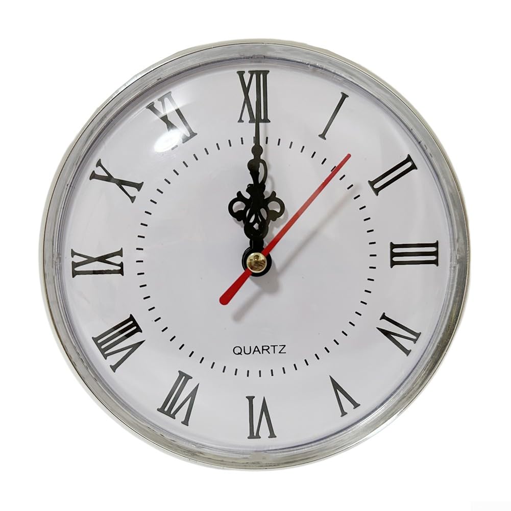Quartz Clock Insert Movement, 130MM Embedded Clock Movement, Round Quartz Movement Miniature Clock Roman Numeral DIY Replacement(Silver)
