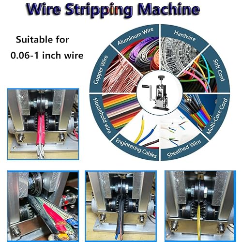 MIUPWULA Manual Wire Stripping Machine Gauge Wire 0.06-1 inches,Scrapping Copper Wire Peeler Machine,Drill Powered Hand Crank Wire Stripper Tool for Scrap Copper Recycling