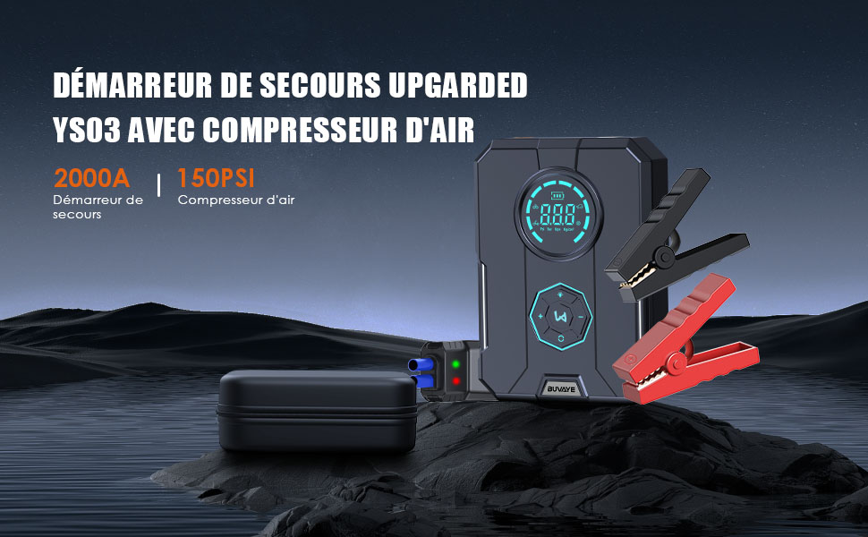 TREKURE 10-in-1 Booster Batterie Voiture 6000A Avec Compresseur 160PSI - Auto