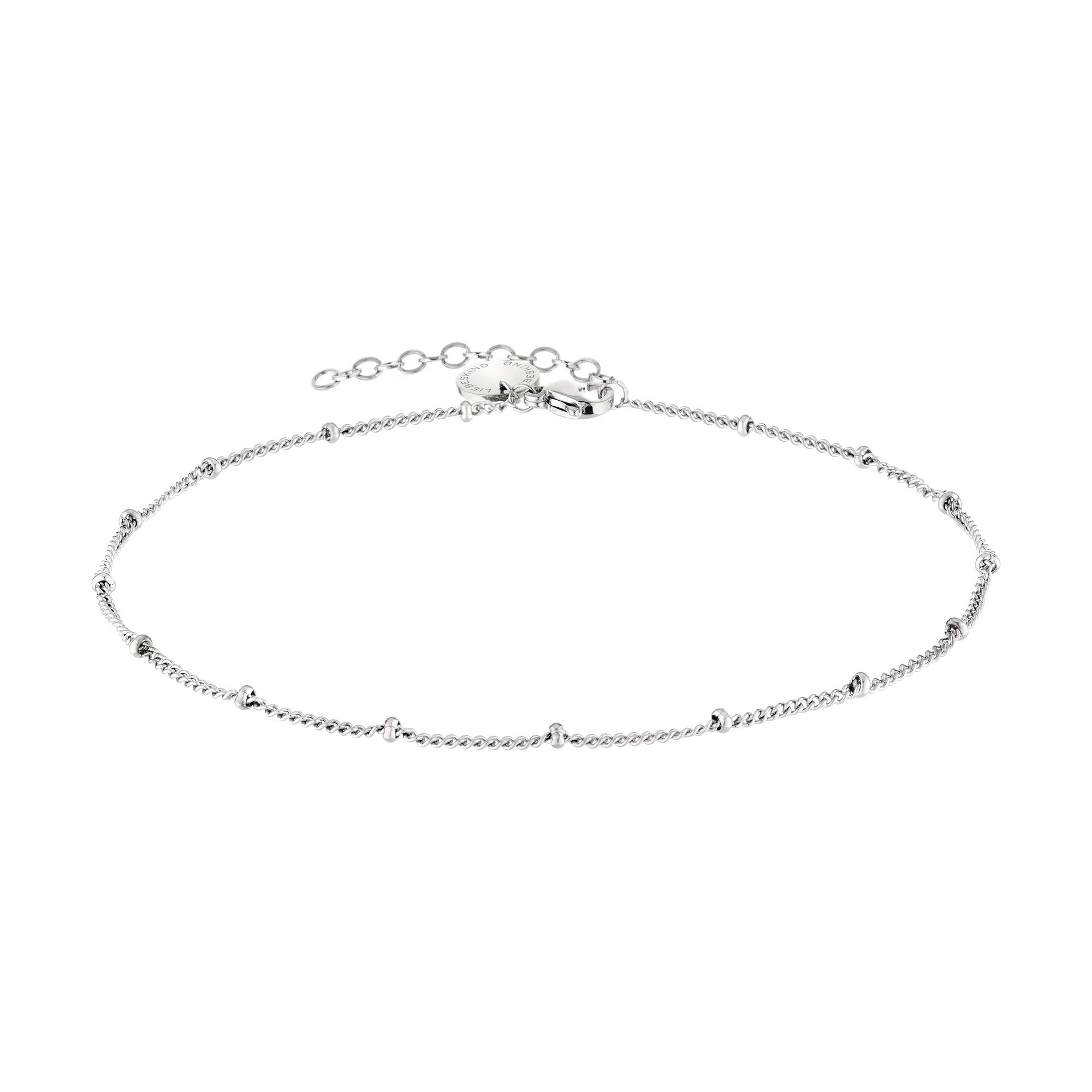 Liebeskind Filigree Anklet with Logo Pendant, 27 cm, Stainless Steel, No gemstone.