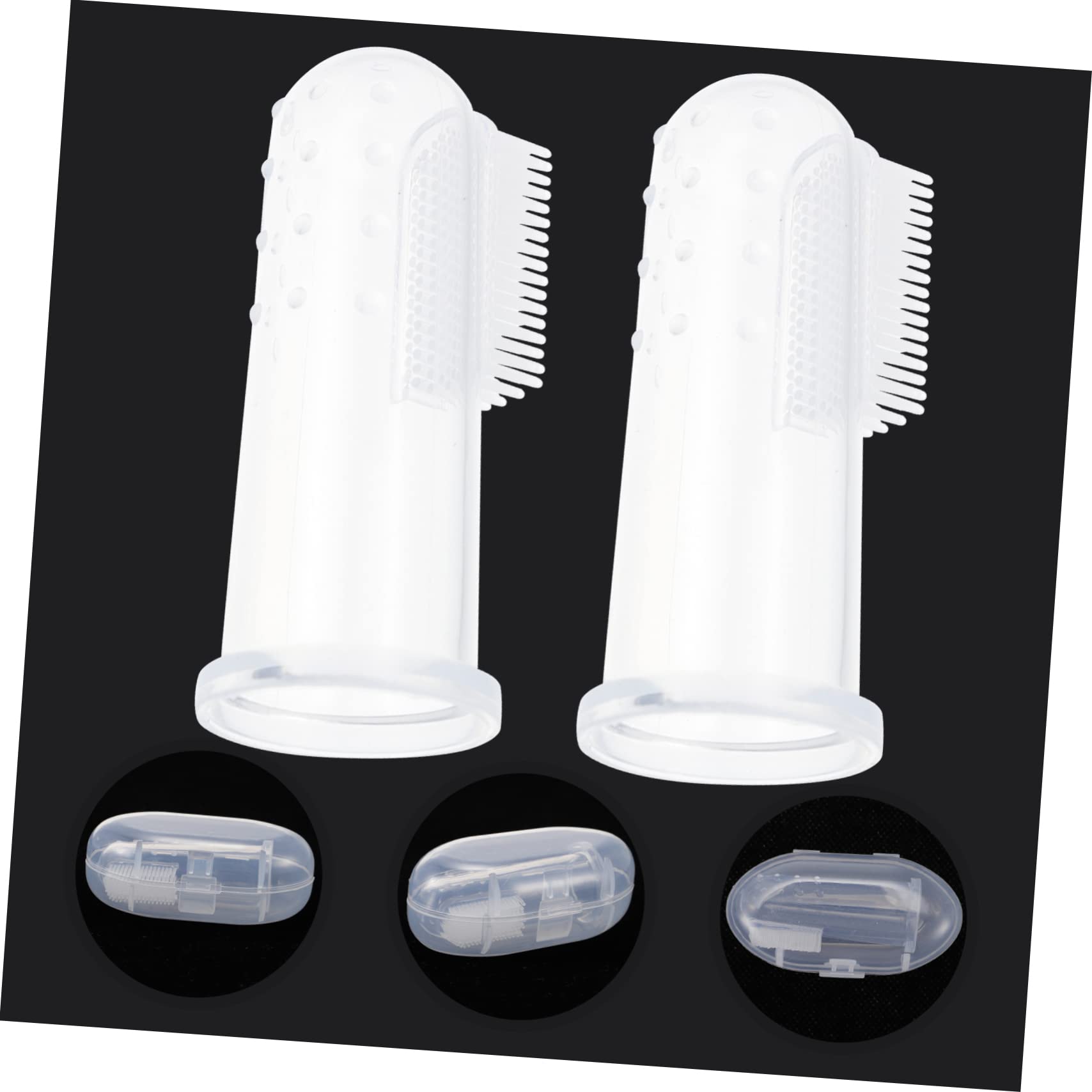 VICASKY 10 Sets Finger Toothbrushes for Pets Silicone Dog Cat Toothbrushes Gentle Gum Massager Lightweight Portable Pet Cleaning Supplies White