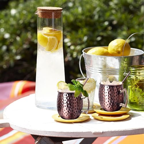 Miniatura 10 de FAUHAL Moscow Mule Cup, grande de 19 onzas, juego de 4 tazas de acero inoxidable de cobre, incluye posavasos, popote de cóctel, piedra de hielo de