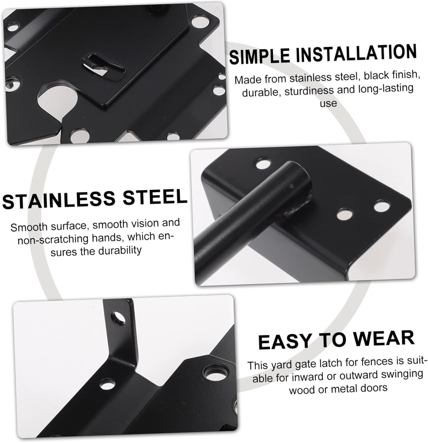 jojofuny Heavy Duty Gate Hinge Latch Easy to Install for Wooden Fences Privacy Gates and Garden Doors Non-Scratching Extra Mounting Screws