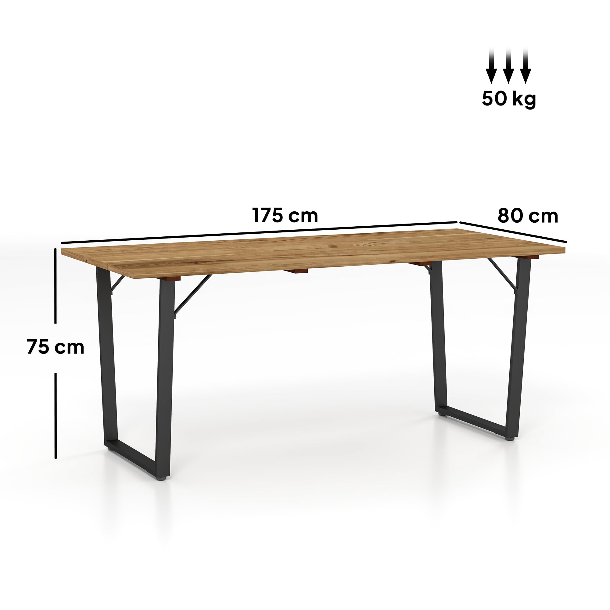 Outsunny Tavolo da Giardino per 6 Persone con Foro per Ombrellone, Tavola da Pranzo Rettangolare in Legno e Acciaio, Per Patio, Terrazzo, Balcone ed Esterno, 175x80x75 cm, Marrone