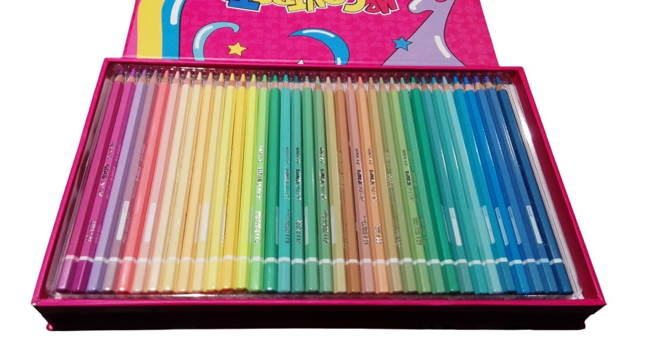 Astuccio Valigetta 2 piani Me Contro Te zip triplo scomparto Bambina scuola - Versione Fucsia 72 colori Mina 4.0 (36 pastello + 36 standard) by Tinta Unita Pool Over + portachiave