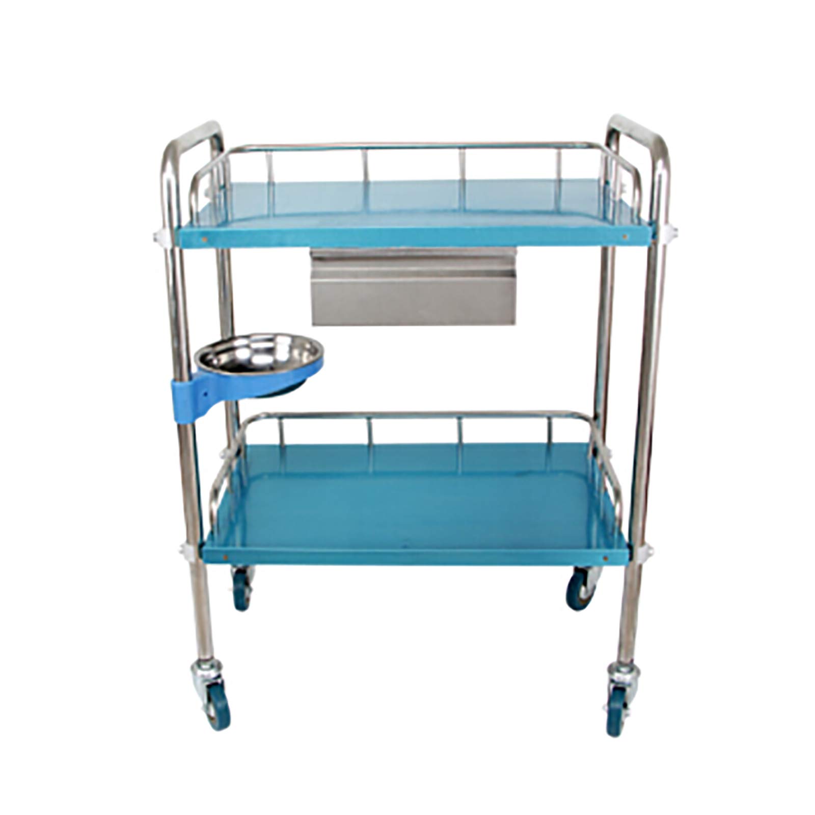 Hospital Treatment Trolley Beauty Salon Carts Thickened Stainless Steel Medical Cart with Drawer and Trash Can Load 100kg