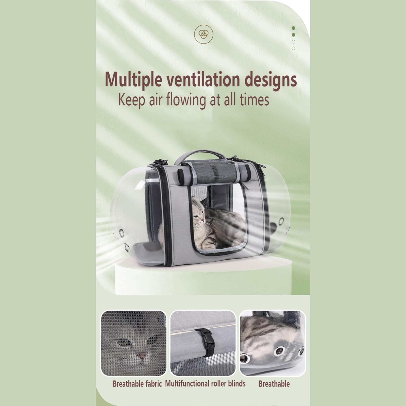 Transportín para Gatos Blando Antifugas Plegable Ventilado Correa Ajustable para Coche/Veterinario/Viaje para Gatos/Perros de hasta 15 Libras(Brown)