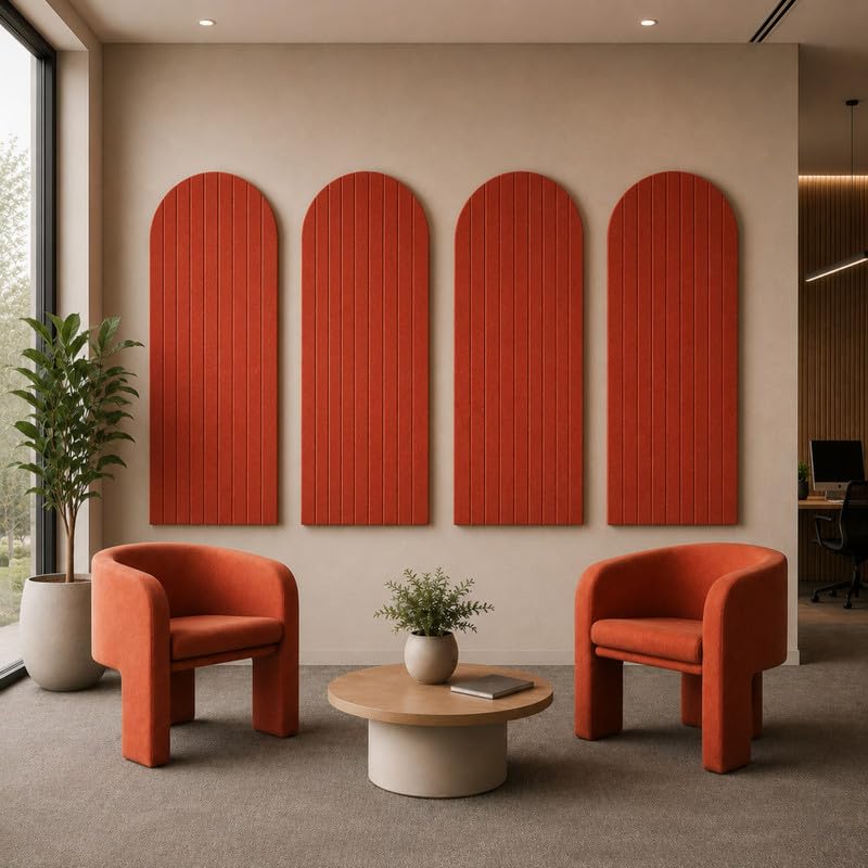 Image of MMT Acoustix Arch Felt Acoustic Wall Panel | Sound Proofing for Room |Premium Acoustic Panel |Pin Board for Wall |Sound Absorbing Panels | Arch Felt Acoustic Wall Panel |Rust| 120 x 60 cm | 2 Pcs