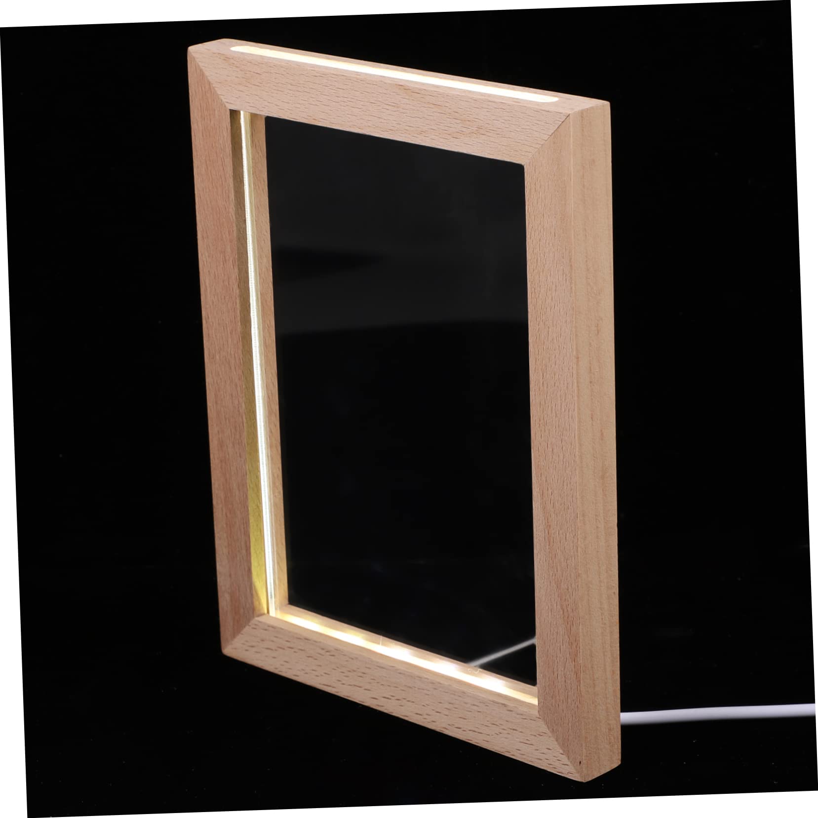 Marco De Fotos LED Brillante Con Luz Cálida USB De Madera Creativa