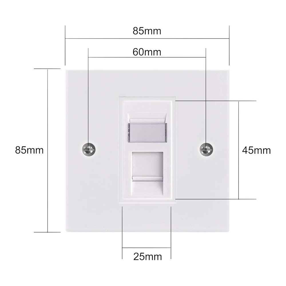 Rhinocables Ethernet Faceplate Single & Double Socket RJ45 Network Face Wall Plate Various CAT5e CAT6 CAT6A Gigabit 1 2 4 Port (4 Port, CAT6