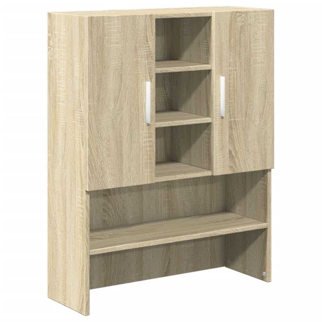 Waschmaschinenschrank 2 Stk. Sonoma Eiche Holzwerkstoff, 70,5 x 71,5 x 181,5 cm, mit Griffen, für Waschmaschine und Trockner Stauraum im Bad oder Waschraum