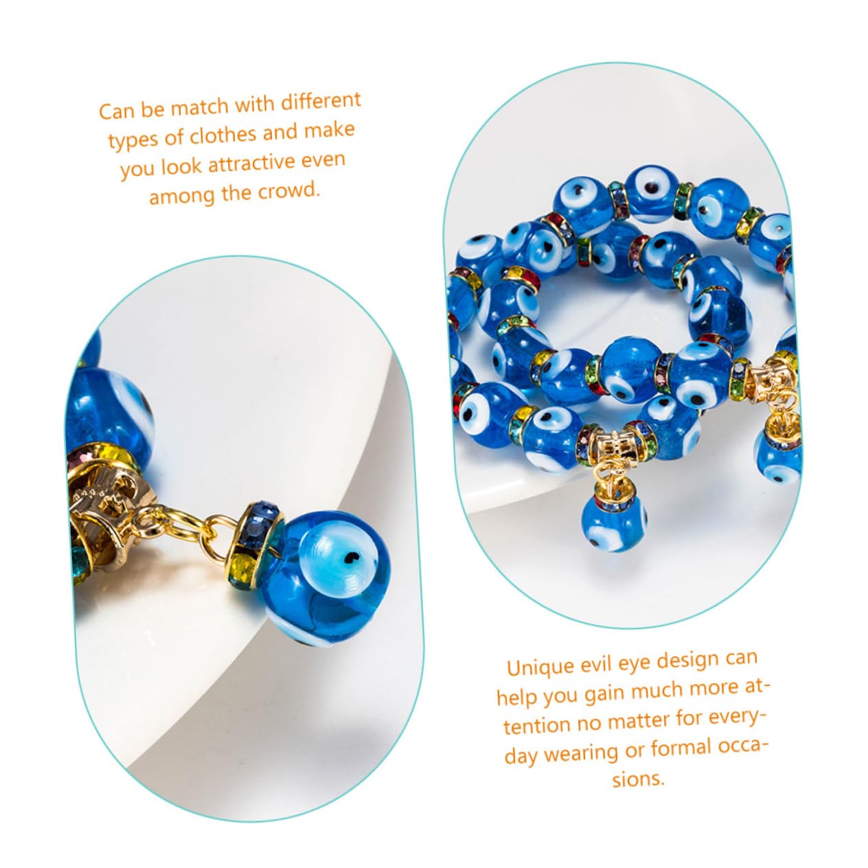 VALICLUD 5piezas Brazalete Evil Eye Para Mujer Joyería De Pulsera Turca De Cuentas Azules Amuleto De Protección Para Cumpleaños y Eventos Especiales