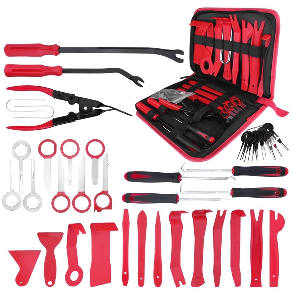 Juego De Herramientas Kit de herramientas de extracción de molduras de Audio para puerta de Panel de coche, alicates de Clip automático, juego de herramientas para quitar sujetadores caja herramientas