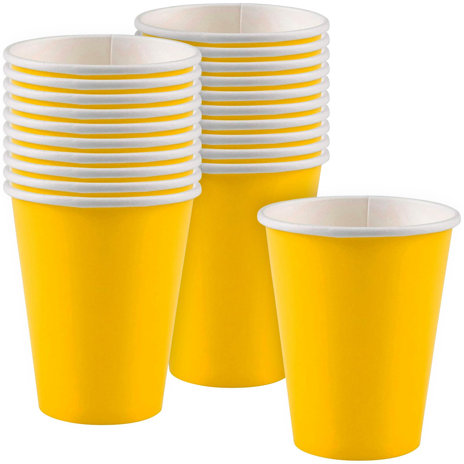 Vibrant Yellow Sunshine Paper Cups (Pack of 20) - 9 oz. - Perfect for Parties, Gatherings, Picnics & Home Use