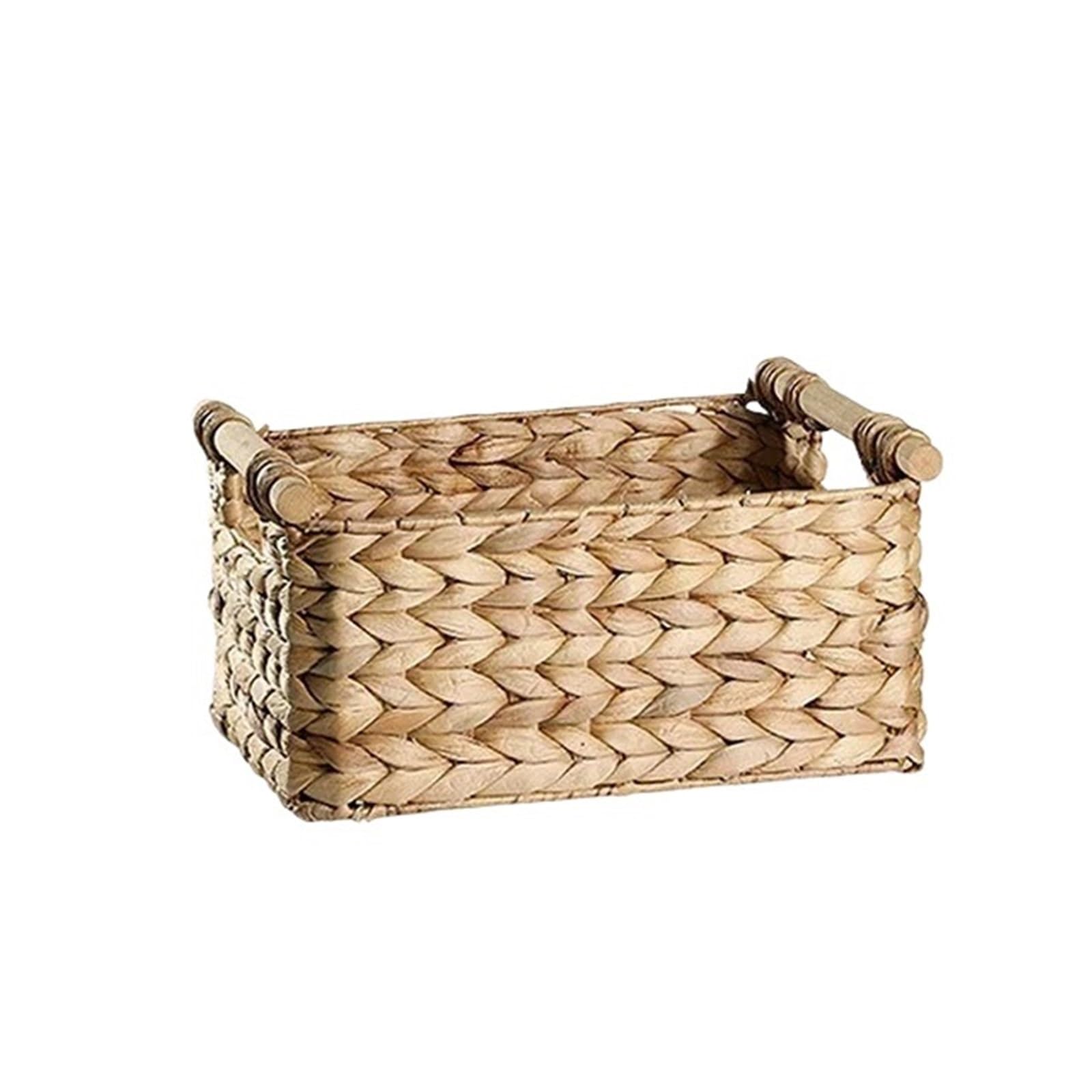 wicker basket storage Woven Storage Box Handle Kitchen Sundry Organizer Laundry Basket Rectangular Closet Picnic(M)
