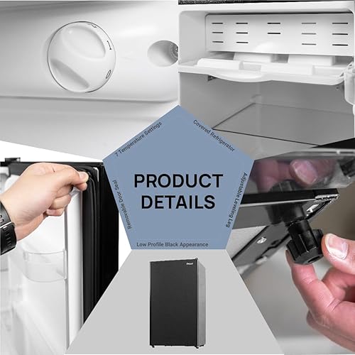 Miniatura 3 de Mini refrigerador de 3.2 pies cúbicos sin congelador, refrigerador pequeño con una sola puerta y termostato ajustable de 7 niveles, mini