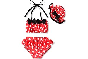 Aalizzwell Toddler Baby Girls 3 Piece Bikini Set Bathing Suit with Hat