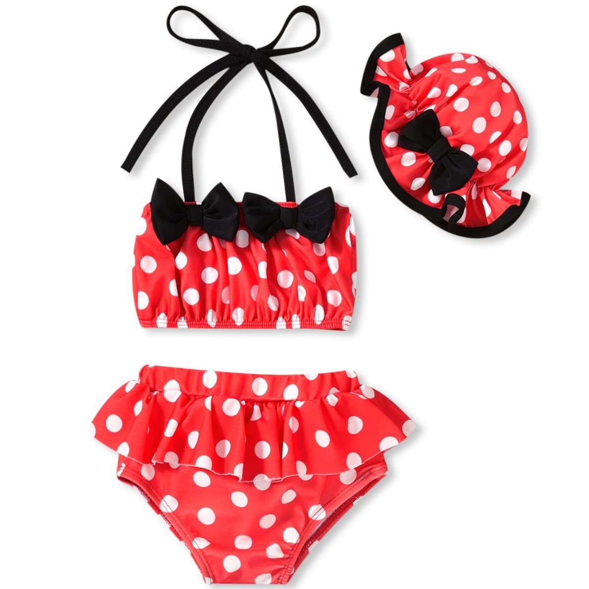 Aalizzwell Toddler Baby Girls 3 Piece Bikini Set Bathing Suit with Hat