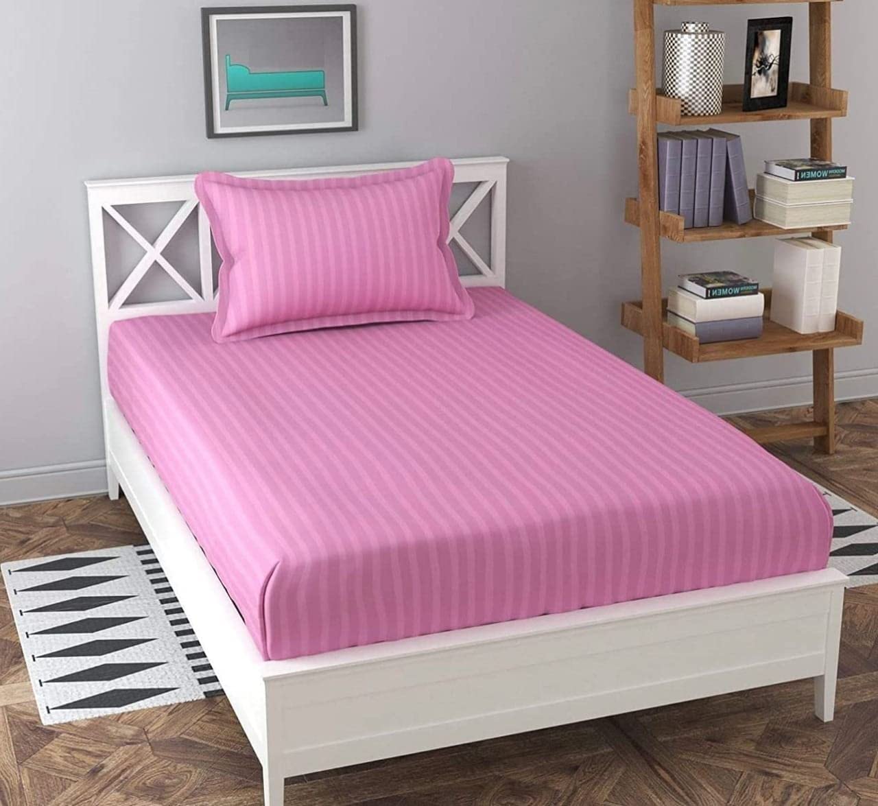 Soniasaa® Prime Collection 310 TC Satin Striped Long Lasting Single Sized(90x60) Inch 1 Bedsheet with 1 Pillow Covers Single Bedsheet for Hotel, Hospital and Home Use Color-Pink (B0BT8DSJQD) Amazon Price History, Amazon Price Tracker