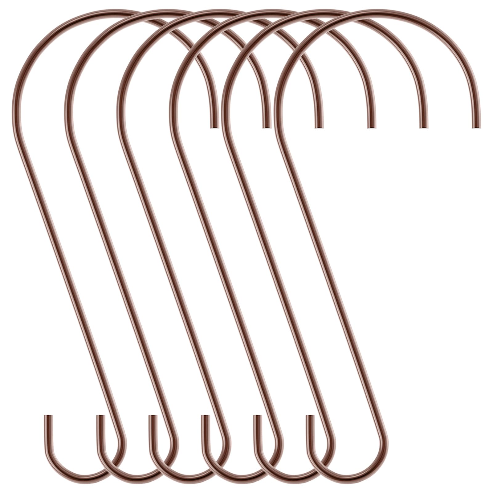 Hotop 6 Pieces Heavy Duty Big S Hooks Bird Feeder Rustproof Garden Stainless Steel Hook for Tree Branch, Kitchen, Bird House, Plants, Baskets, Lanterns and Bicycles(18 Inch,Bronze)
