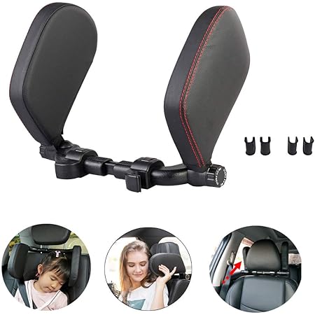 Amazon Alpha Rider 最新改良版 車用首枕 ヘッドレスト カーシート枕 ネックパッド ネッククッション ネックピロー 首サポート 低反発 快適 子供 大人 高齢者 汎用 後部座席 便利 本革 ドライブ 旅行 運転 パッド回転可能 取付簡単 車 車中泊用グッズ カーグッズ