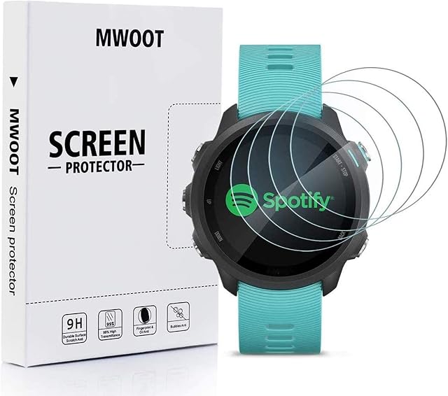 MWOOT 4 Pieces Tempered Glass Screen Protector Compatible with Garmin Forerunner 245 (NOT WITH 235), 9H Anti-Scratch Glass Protector for Garmin Forerunner 245 Smartwatch Screen Protection