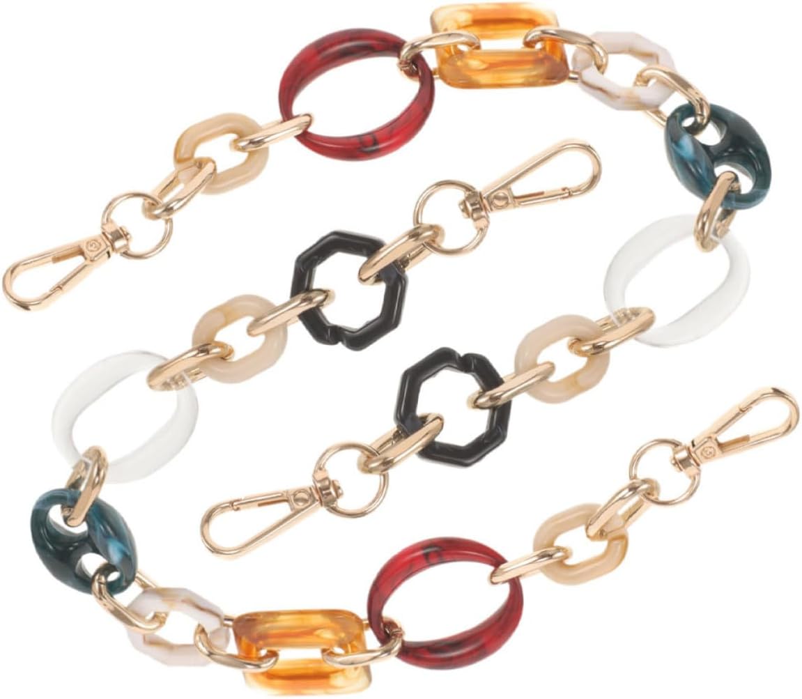 Luxshiny 2pcs Acrylic Purse Chain Handles with Buckle, Lightweight Vintage Design Shoulder Strap Replacement for Handbags and Clutches, Multipurpose Retro Bag Accessories