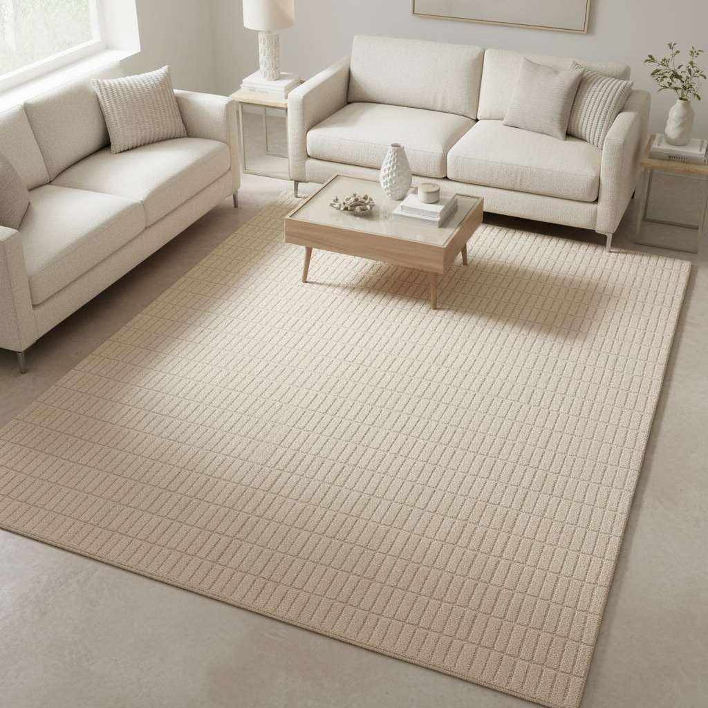 Premium Hand Tufted Area Rug, 100% New Zealand Wool Carpet, Non Slip Cotton Backing, Modern Traditional Rug for Living Room Bedroom Dining Room, Easy Care Soft Luxury Floor Rug, Beige, 9 x 9 ft