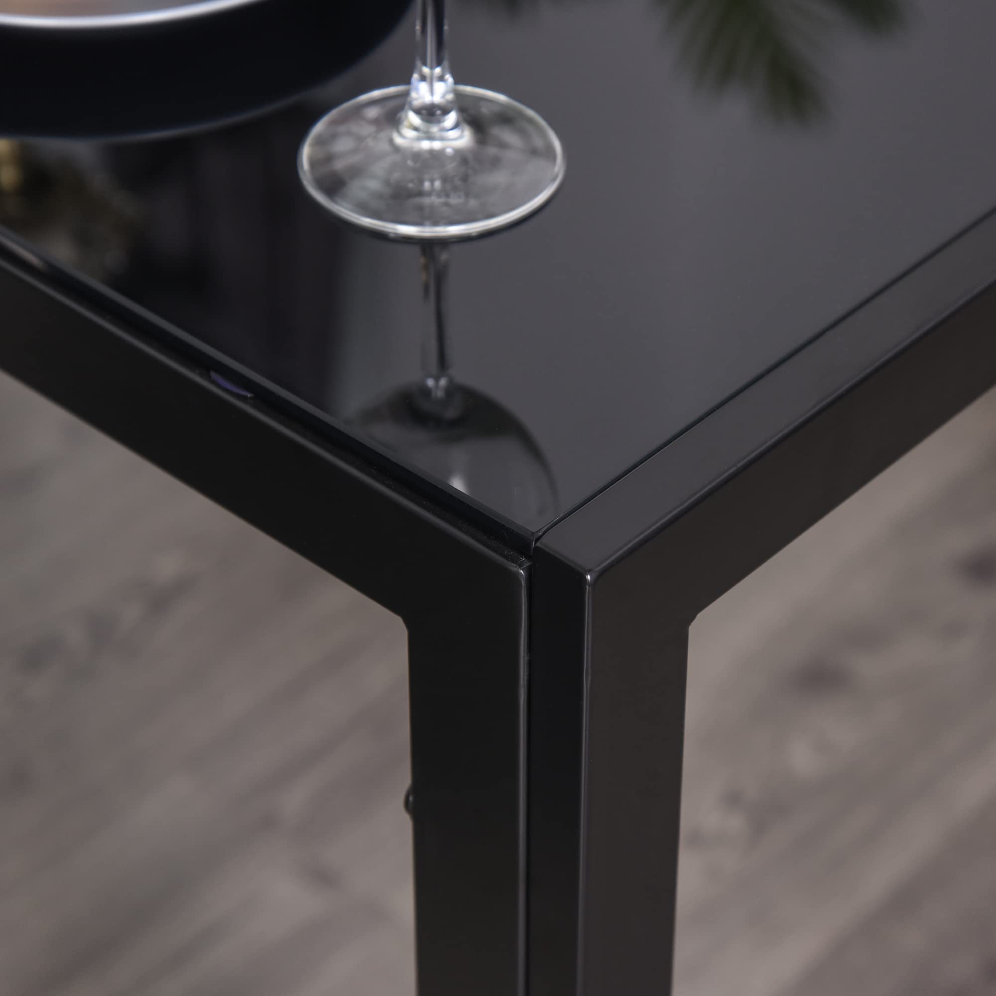 HOMCOM Ensemble Table à Manger et Chaises pour 2 Personnes, Table de Cuisine, Plateau Rectangulaire en Verre, Structure en Métal, Noir