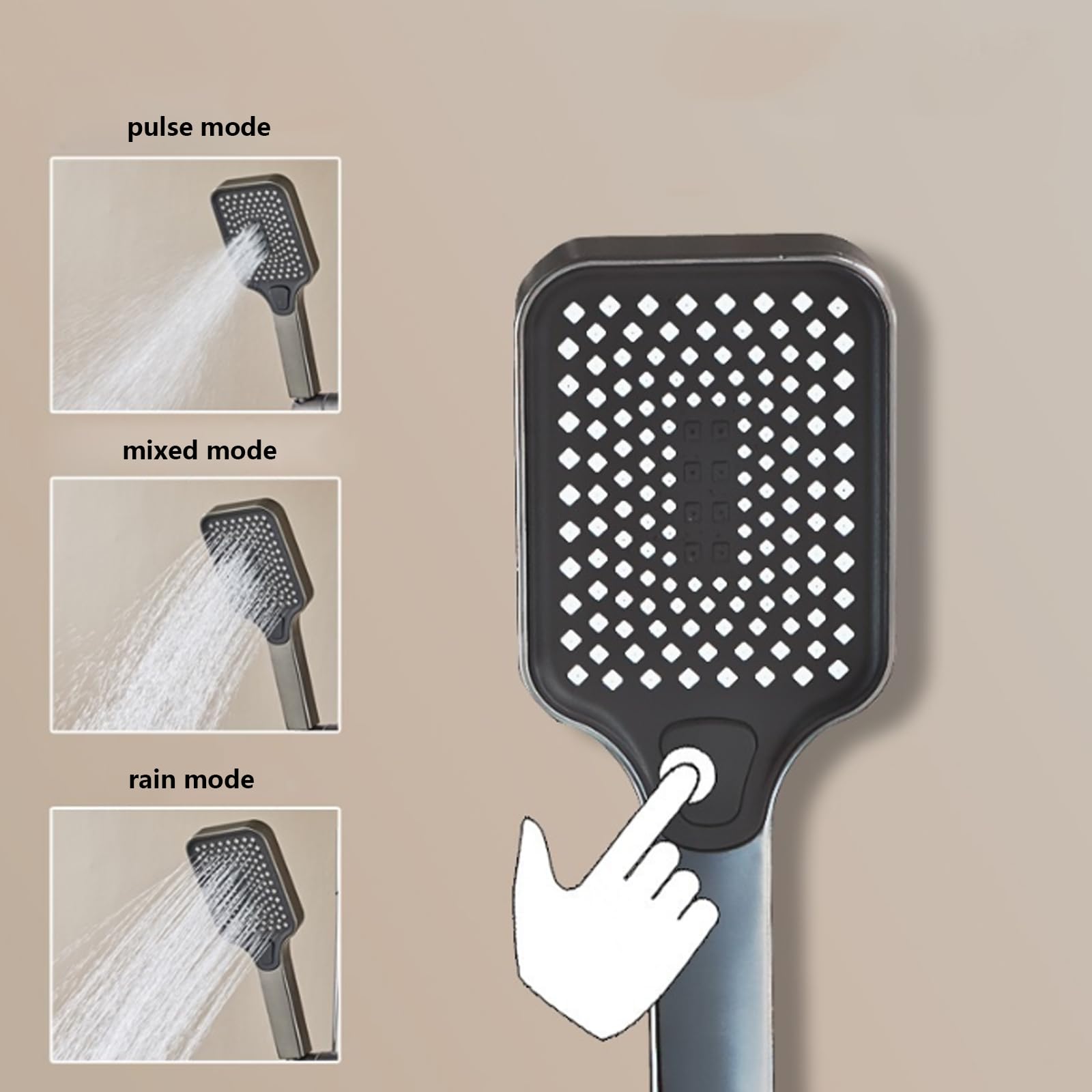TRE Home Duscharmatur-Set In Gun Grey – Mit Regenduschkopf & Handbrause, Modernes Duschsystem Fürs Badezimmer