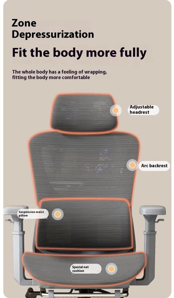 Ergonomischer Computerstuhl – 140° verstellbarer Sofastuhl mit Halswirbelstütze und versteckter Fußstütze für Heimbüro/Gaming/Studie