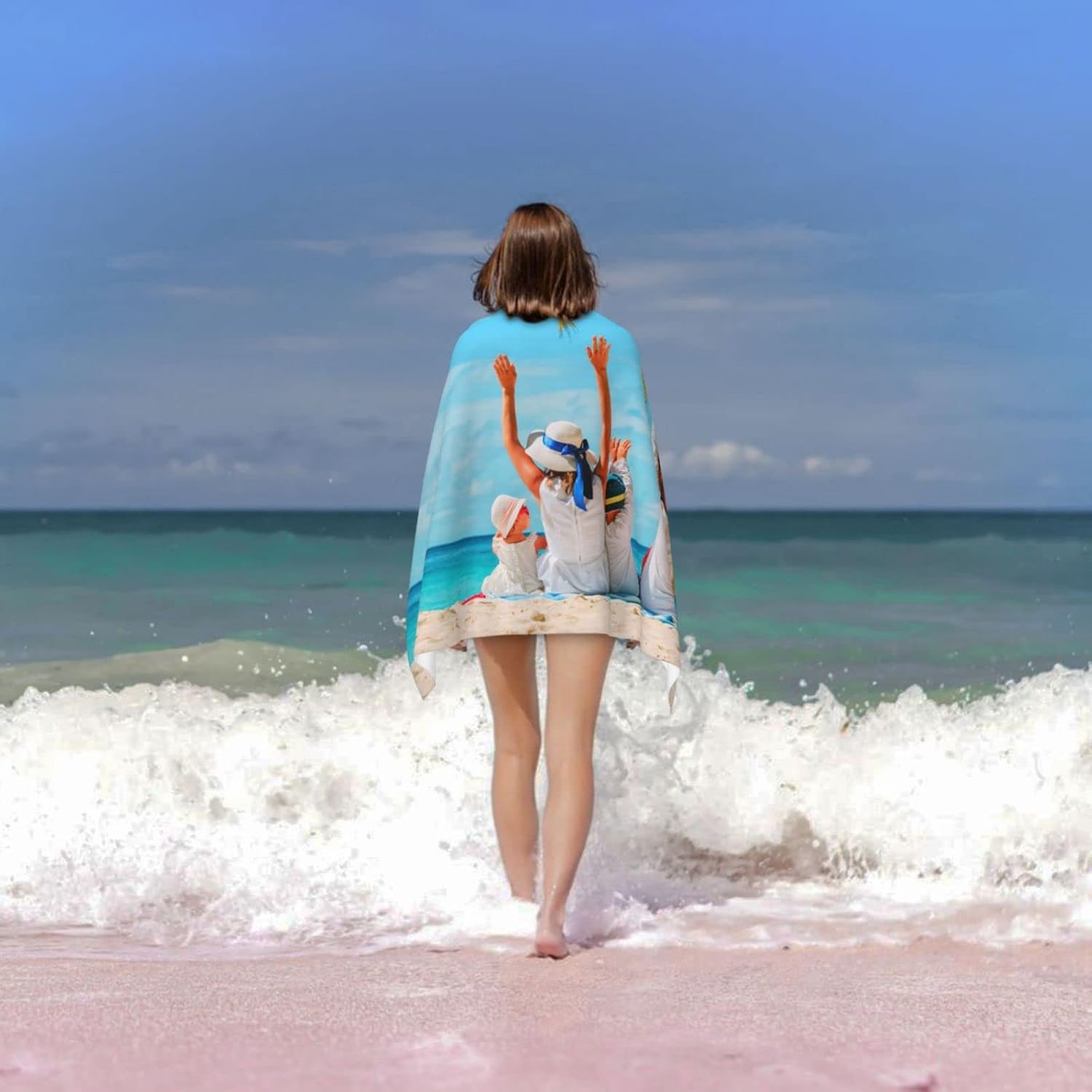 Custom Beach Towel Personalized, Add Your Image/Text/Photo, Microfiber Super Absorbent Bath Towel for Travel Swimming Sports Beach Gym 32x52 Inch