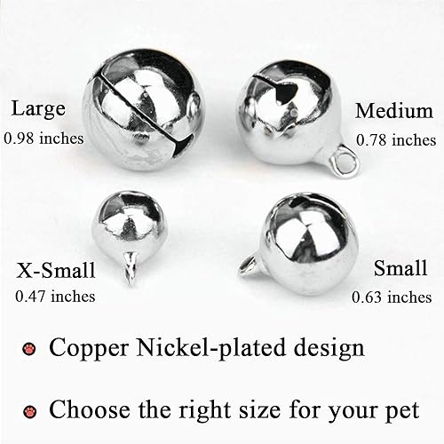 Miniatura 3 de 4 juegos de campanas de gato para collar de perro, accesorios colgantes de entrenamiento para mascotas con 2 clips de acero inoxidable para placa de