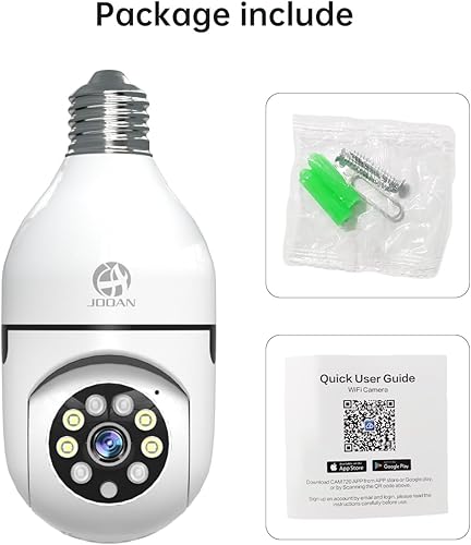 Miniatura 8 de JOOAN Cámara de seguridad con bombilla 5G, cámara de interior de bombilla inalámbrica 360, cámara WiFi 2K para seguridad del hogar, almacenamiento