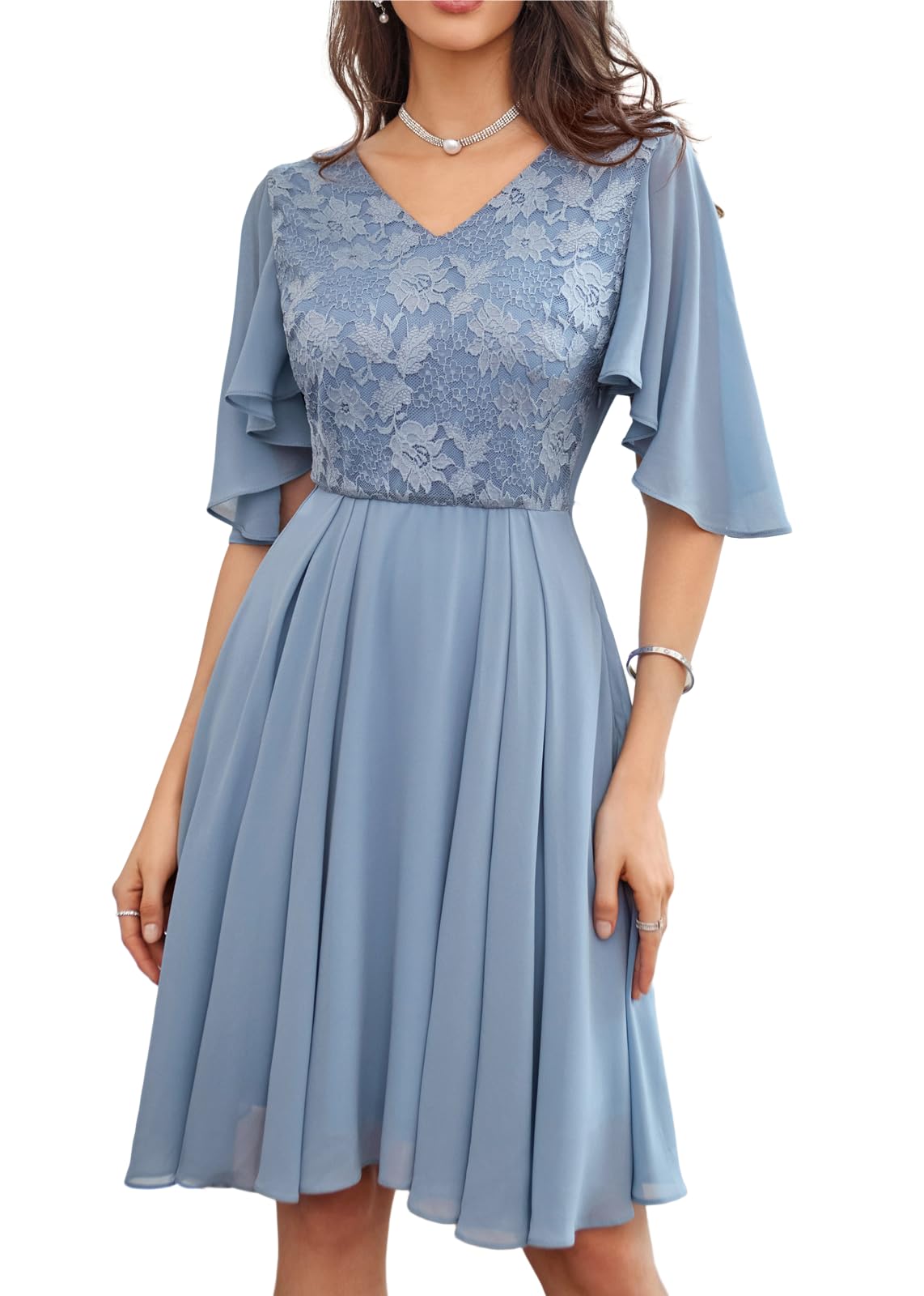 GRACE KARIN Avondjurken voor dames, elegant, voor bruiloft, glitter, cocktailjurk, knielang, A-lijn, dunne lange mouwen, feestelijke jurk met riem, roze, XL
