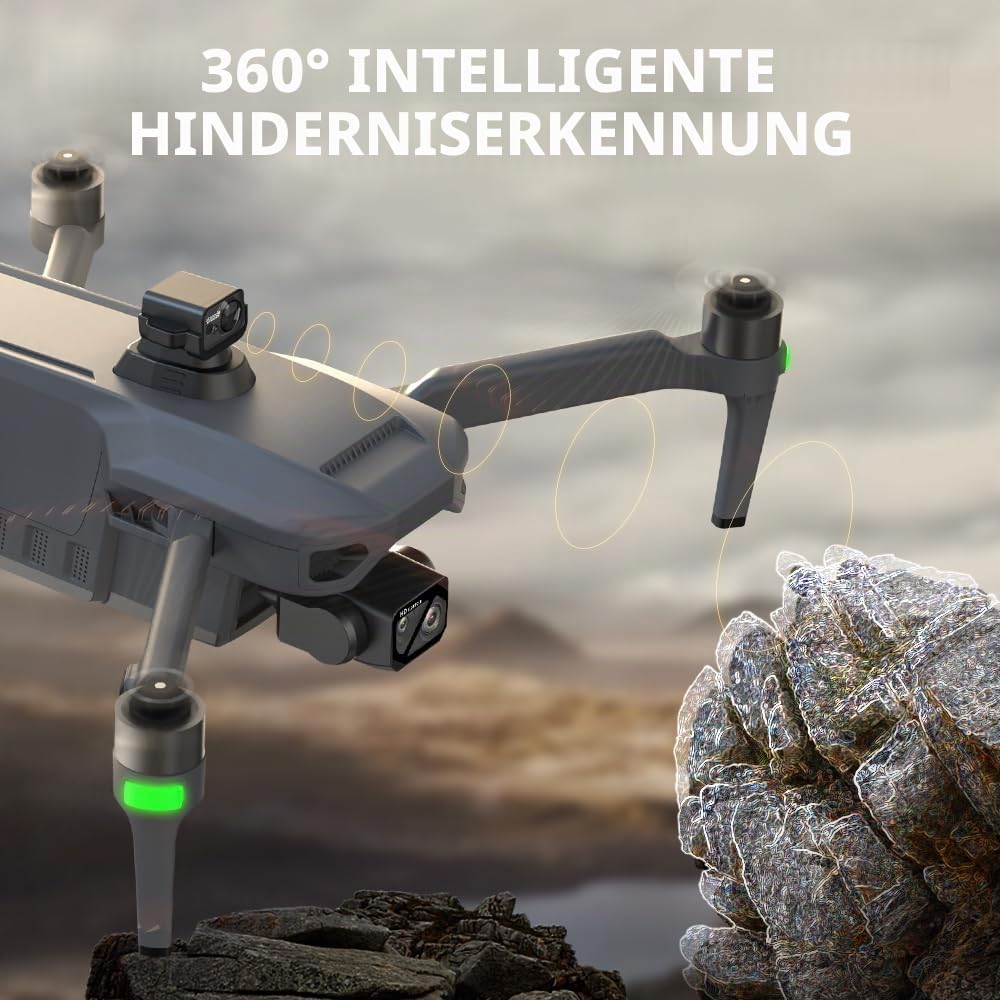 X-Verse ZLL SG909 Drohne mit Kameras 4K, Bildschirmfernsteuerung, 3 Achsen Gimbal+Repeater, RC 6km, 360d° Hindernis Vermeidung, Professionelle Faltbarer Quadcopter für Erwachsene- 2 Batterien