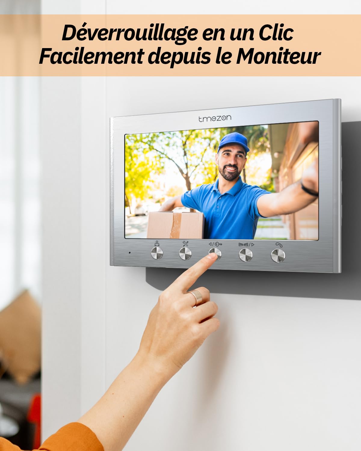 TMEZON Visiophone Connecté à 2 Fils, Kit Interphone Vidéo Filaire avec 3 Moniteurs,Ecran TFT Couleur 7’’,Platine de Rue avec Caméra,Sonnette Vidéo Extérieur,Vision Nocturne,3 Familles/Appartements