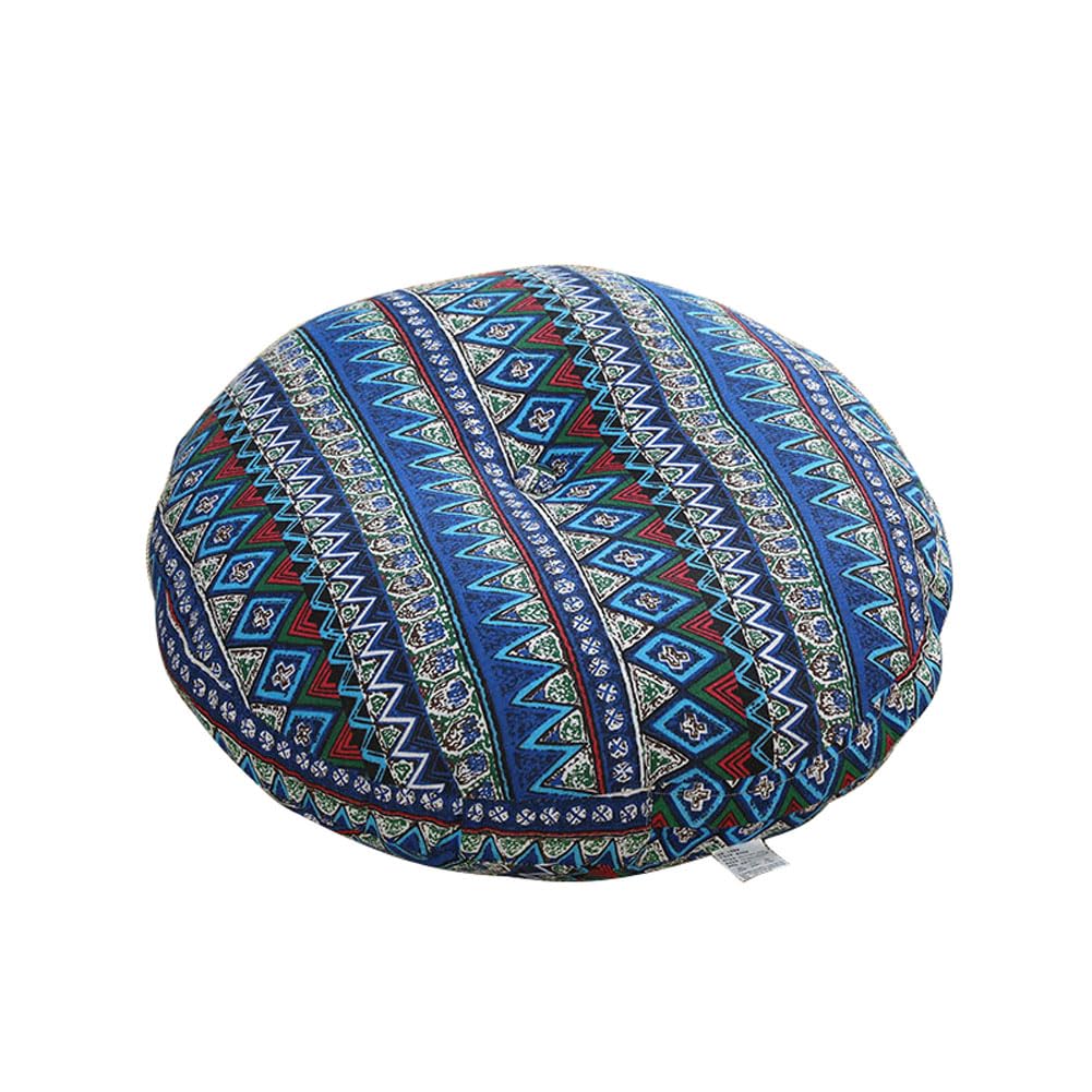 kuyouqi Indoor Outdoor Round Thick Seat Cushion, Breathable Soft Seat Pad Linen Chair Pads for Dining Home Floor Sofa Reading Corner Garden Camping Blanket (Bohemian/Blue, 40x40cm(16x16inch)) โ image 1