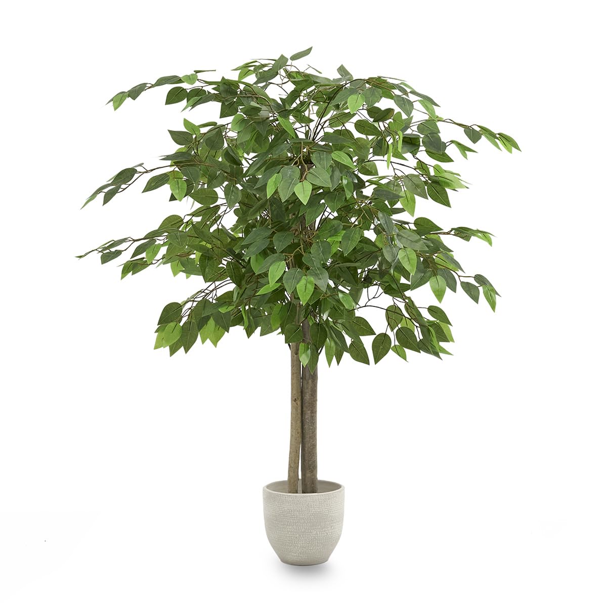 MAIA SHOP Ficus Artificial 105 cm – Árbol Decorativo Realista con Tronco Natural, Planta Artificial para Interiores, Maceta de Plástico Incluida, Decoración Hogar y Oficina Certificado ClimatePartner
