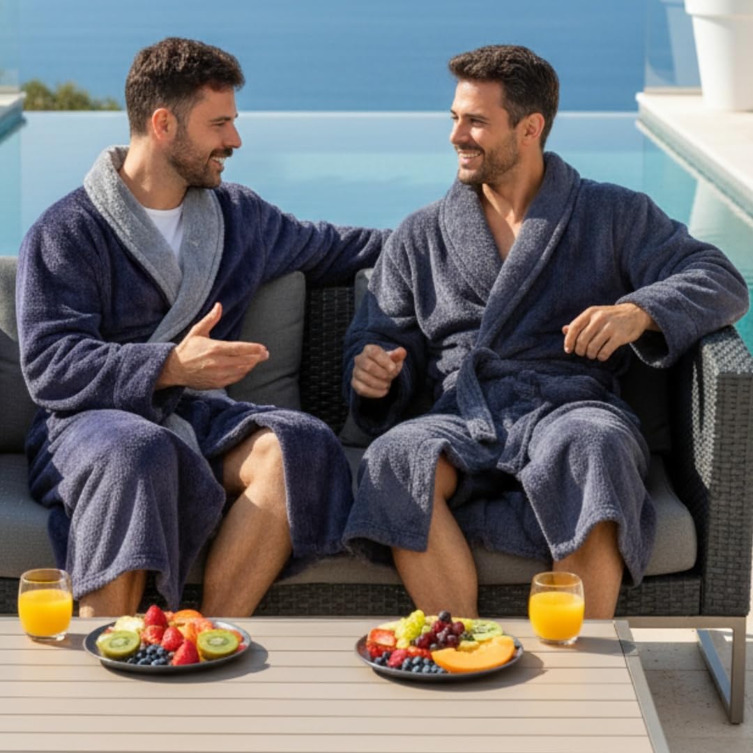 LEBENGOOD Bata Hombre Invierno, Albornoz Hombre Coralina, Batas de Casa Polar, Suave, Acogedor, Microfibra OEKO-TEX®