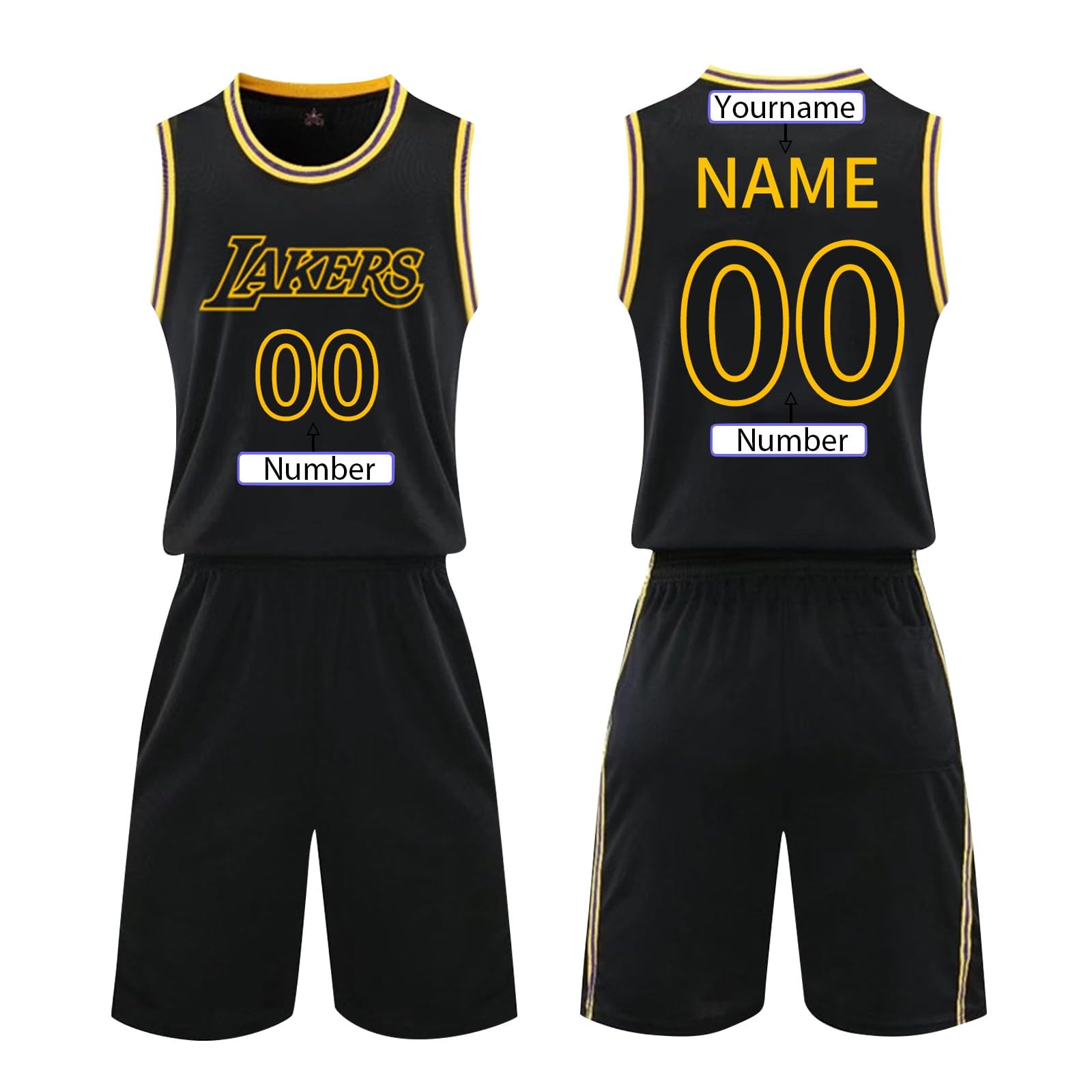 Basketball Trikot 2-Teiliges Personalisiert Name und Nummer ärmellose Anzug Kinder Erwachsene Sportswear Weste Shorts Benutzerdefiniert