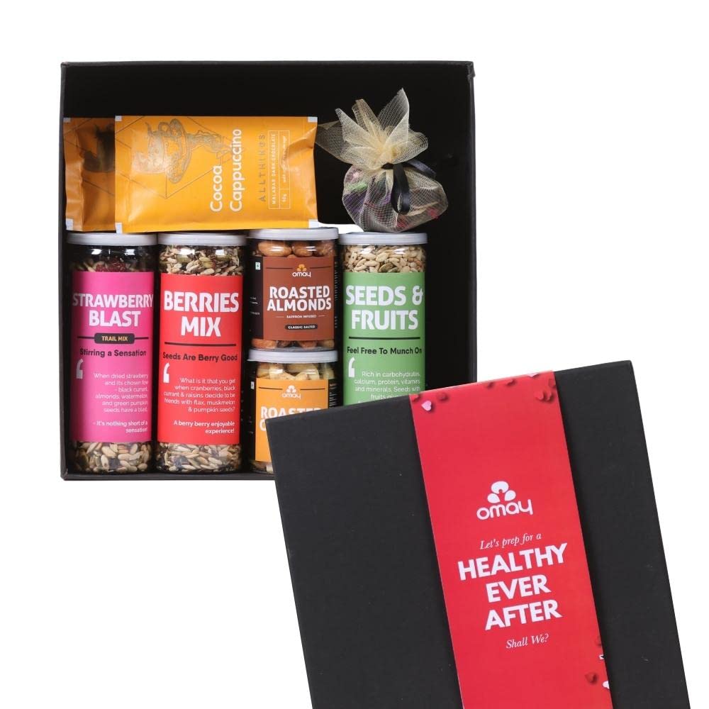 11_Pcs The Ultimate Happiness Gift Box I New Years Gift Hamper I New Year Gifts I Gifts for Employees, Clients I Healthy Gift Box I Corporate New Years' Gift Pack I Healthy snacks, Dry fruits, nuts I Roasted Snacks I Premium Gift Pack